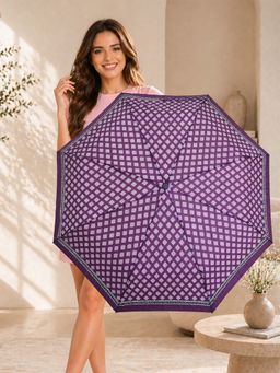 FABINALIV - Purple Ethnic Auto ON/OFF Waterproof Automatic Compact 3 Fold Printed Umbrella