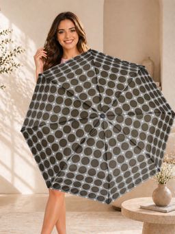 FABINALIV - Brown Polka Dot Auto ON/OFF Waterproof Automatic Compact 3 Fold Printed Umbrella