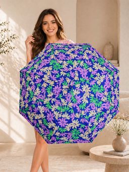 FABINALIV - Blue Floral Auto ON/OFF Waterproof Automatic Compact 3 Fold Printed Umbrella