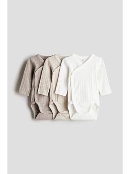 H&M - Boys 3-Pack Ribbed Wrapover Bodysuits