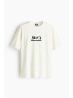 H&M - Men Black Loose Fit Vintage-Look Printed T-Shirt
