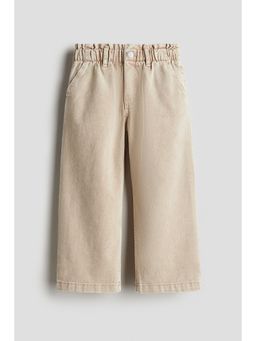 H&M - Girls Beige Wide Leg Paper Bag Jeans