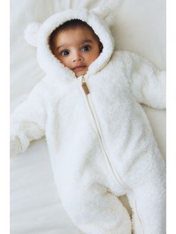 H&M - Boys White Pile Pram Suit With Ears
