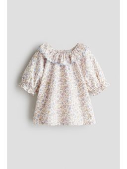 H&M - Girls Multi-Color Flounce-Collar Cotton Blouse