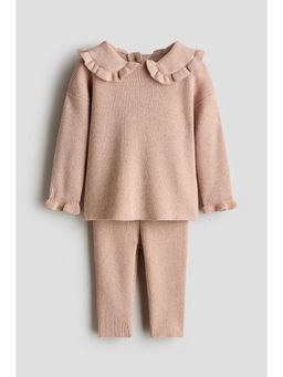 H&M - Girls Pink 2-Piece Rib-Knit Cotton