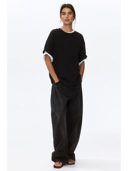 H&M - Women Black Oversized T-Shirt