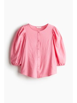 H&M - Women Pink Linen-Blend Blouse