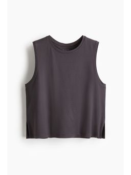 H&M - Women Grey Boxy-Style Sports Vest Top With Drymove