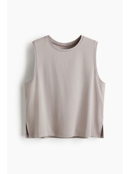 H&M - Women Beige Boxy-Style Sports Vest Top With Drymove