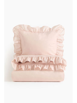 H&M - Pink Flounced Single Duvet Cover Set