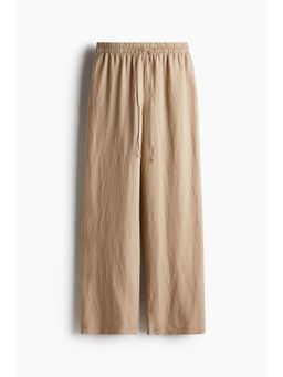H&M - Women Beige Linen-Blend Trousers