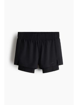 H&M - MOVE Girls Black Double-Layered Running Shorts With Drymove