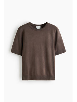 H&M - Women Beige Fine-Knit T-Shirt