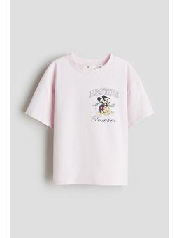 H&M - Girls Pink Printed Cotton T-Shirt