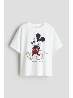 H&M - Girls White Printed Cotton T-Shirt