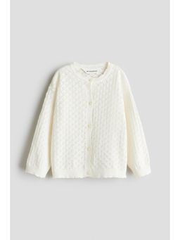 H&M - Girls White Pointelle-Knit Cotton Cardigan