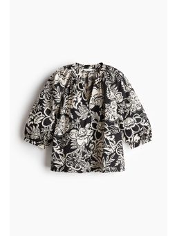 H&M - Women Black Balloon-Sleeved Poplin Blouse