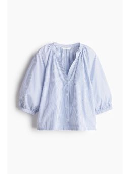 H&M - Women White Balloon-Sleeved Poplin Blouse