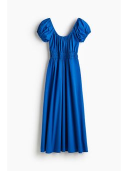 H&M - Women Blue Off-The-Shoulder Poplin Dress