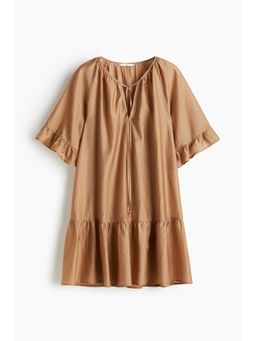 H&M - Women Beige Tie-Detail Tunic Dress