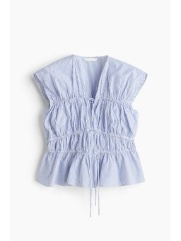H&M - Women White Drawstring Poplin Blouse