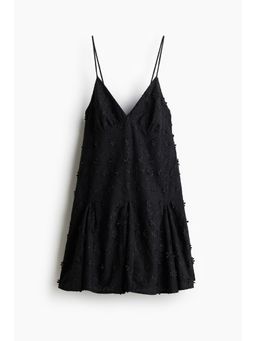 H&M - Women Black Appliqued Cotton Dress