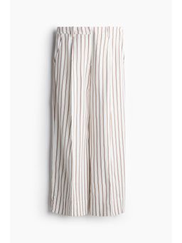 H&M - Women White Wide Linen-Blend Trousers