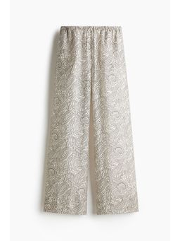 H&M - Women Beige Wide Drawstring Trousers