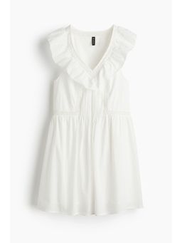 H&M - Women White Frill-Trimmed Cotton Dress