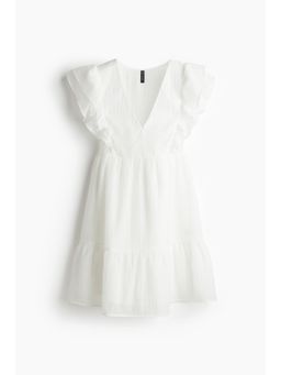 H&M - Women White Frill-Trimmed Dress