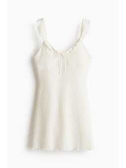 H&M - Women White Frill-Detail Mini Dress