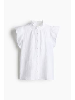 H&M - Women White Flutter-Sleeved Muslin Blouse