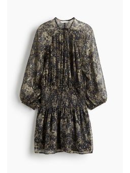 H&M - Women Blue Smocked Chiffon Dress