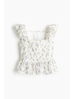 H&M - Women White Tie-Detail Peplum Blouse