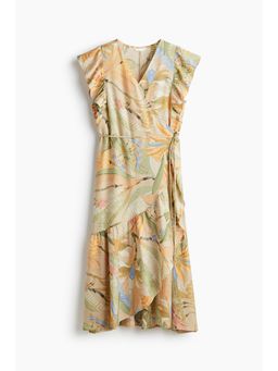 H&M - Women Beige Patterned Wrap Dress
