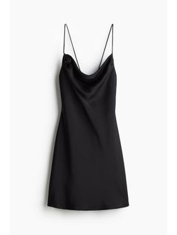 H&M - Women Black Tie-Detail Satin Slip Dress
