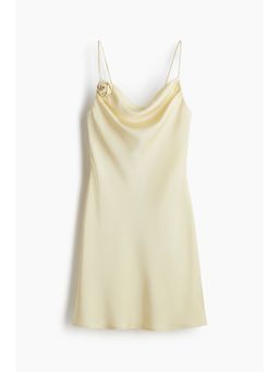 H&M - Women Yellow Tie-Detail Satin Slip Dress