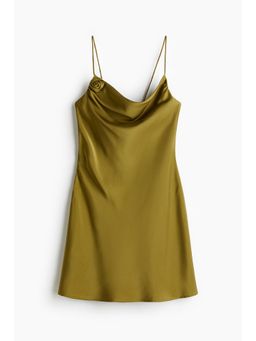 H&M - Women Yellow Tie-Detail Satin Slip Dress