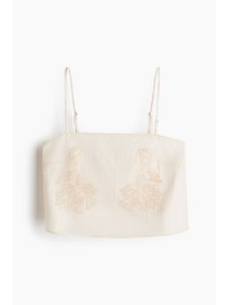 H&M - Women Orange Bead-Embroide Strappy Top