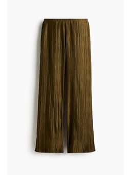 H&M - Women Green Crinkled Pull-On Trousers