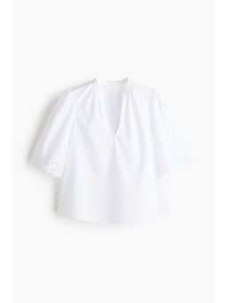 H&M - Women White Broderie Anglaise Cotton Blouse