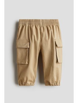 H&M - Boys Beige Cotton Cargo Trousers