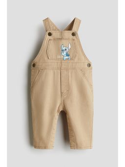 H&M - Boys Beige Motif-Detail Twill Dungarees
