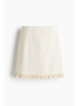 H&M - Women White Fringed Boucl Skirt