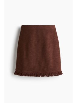 H&M - Women Brown Fringed Boucl Skirt