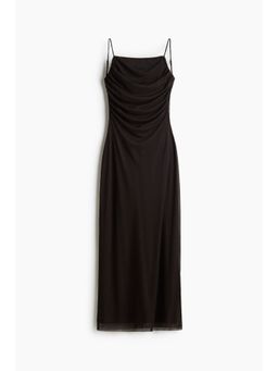 H&M - Women Brown Draped Mesh Strappy Dress