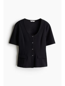 H&M - Women Black Short-Sleeved Cardigan