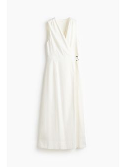 H&M - Women White Linen-Blend Wrap Dress