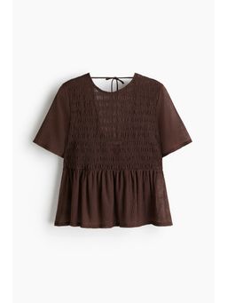 H&M - Women Brown Smocked Peplum Top