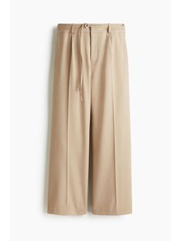 H&M - Women Beige Belted Tailo Trousers